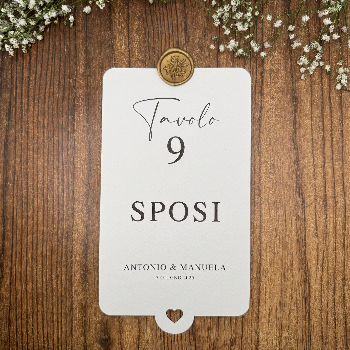 Cartoncino per tableau de mariage con cera lacca